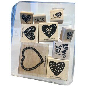 Stampin' Up! Wood‎ Mounted Stamp Set 8-Piece Hearts Love Theme